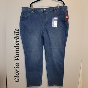Gloria Vanderbilt Denim Zip Stretch Classic Fit Taper Leg Womens Plus 20W NWT